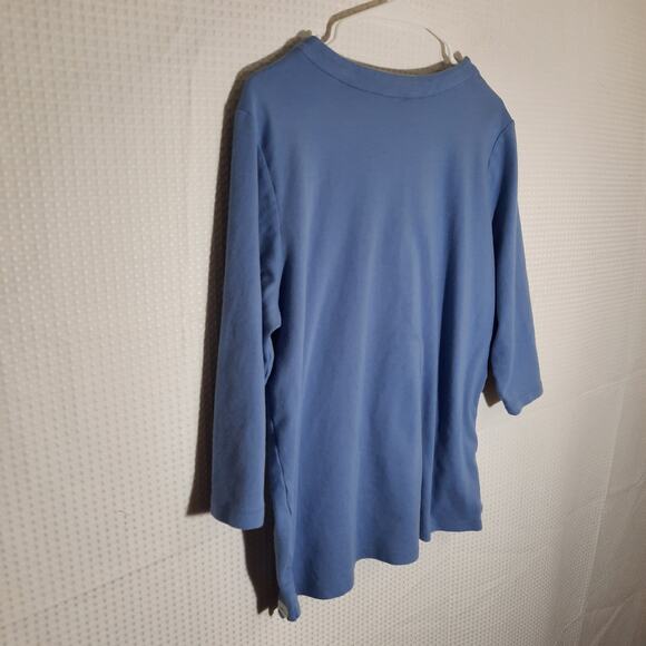 Orvis Shirt L Blue Pullover Split Neck Classic Collection Cotton Knit Relaxed - Picture 6 of 6